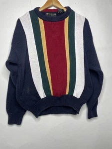 Vintage New River enger Strick Pullover Gr. Large bunt rot grün - Bild 1 von 7