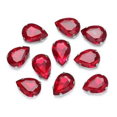 Lote de cuentas artesanales copa garra parte posterior plana pedrería cristal lágrima coser en lágrima Foto 1 de 4