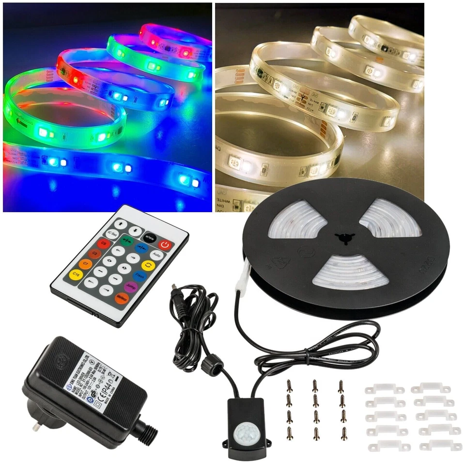 OUTDOOR 5m RGB-Warmweiß DIGITAL Led Stripe IP44 Komplett-SET 230V Außen Bereich - Bild 1 von 4