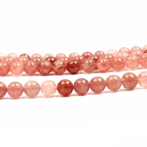 8 MM Best Quality Strawberry Quartz Beads 8 Inch Strand Smooth Round Shape Gifts - Picture 1 of 6
