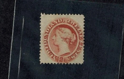 Newfoundland 1865 SG 28 12 Cent Red Brown Good Colour MOG/HR F/VF RARE CV L650 - Image 1 of 2