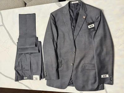 Made in USA  42L 34 W, Joseph Abboud, Italian wool suit, Tailored Fit - Grey - Image 1 of 4