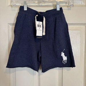 Polo Ralph Lauren Boys Sz 7 Pony Shorts Sweat Terry Navy Blue / White Pony - Picture 1 of 19