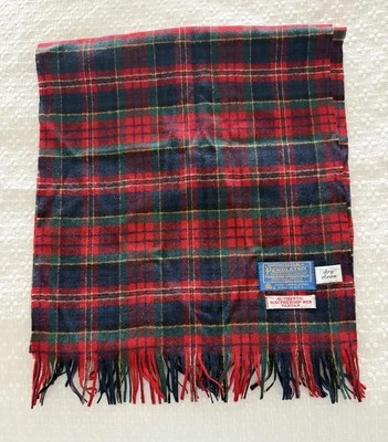 Bufanda de Lana Pendleton Auténtica Macpherson Tartán Rojo Verde Flecos a Cuadros Foto 1 de 4