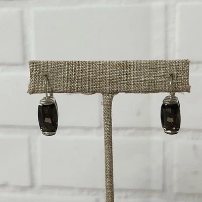 Pendientes colgantes de cuarzo ahumado marrón de plata de ley NOS QVC nuevos .925 Foto 1 de 4