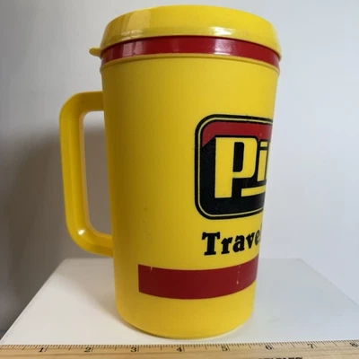 Taza de viaje vintage Pilot Travel Center Aladdin aislada 32 onzas amarilla roja Foto 1 de 4