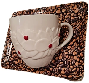 Starbucks Coffee 3D Mug White Poinsettia Holly Berry Christmas Holiday 2004  - Picture 1 of 7