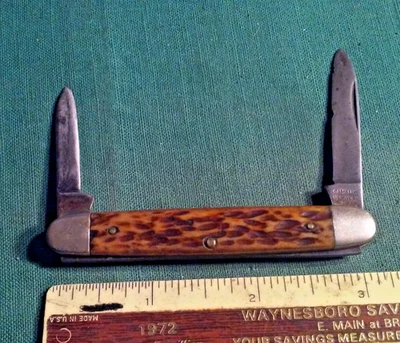 Vintage Camillus Model 41 / 2 Blade Pocket Folding Knife Wormed Wood Handle USA - Image 1 of 4