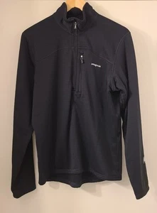 Patagonia Mens Large R1 Regulator Pullover Waffle 1/2 Zip Black Polartec Sweater - Picture 1 of 8