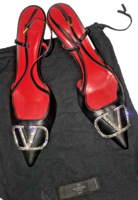 Valentino Garavani Rhinestone VLOGO Signature Slingback Pump Size 9US / 38.5 EU - Image 1 of 4