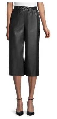 Calça Capri Bailey 44 Thandie Couro Vegano Perna Larga Preta Tamanho Grande Nova em Folha - Imagem 1 de 4