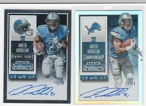 2015 Contenders Championship /25 and Playoff Ticket /49 RC Auto Ameer Abdullah - Picture 1 of 2