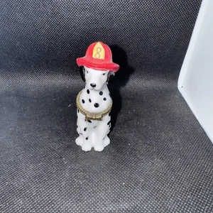 MIDWEST OF CANNON FALLS DALMATION DOG FIRE HAT #8 HINGED PORCELAIN TRINKET BOX - Picture 1 of 6