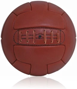 Ballon cuir marron rétro football époque 1930 T Bar cousu main taille 5 neuf sans marque - Photo 1/4