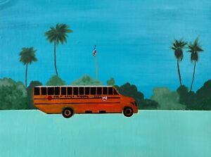 School Bus Painting Los Angeles California Modern Art COA