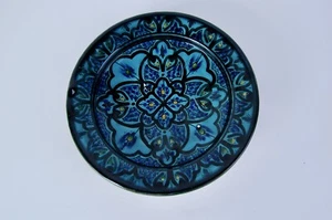 Piatto ceramica Safi marocchina tarracotta con rialzo articolo raro blu azzurro - Foto 1 di 8