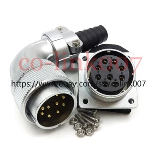 WS32 10pin Power Connector,25A Aviation Bulkhead Plug Socket Earth Wire 90° Plug - Picture 1 of 8