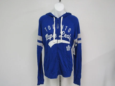 New Toronto Maple Leafs Womens Size M Blue Full Zip Lightweight Jacket with Hood Cover