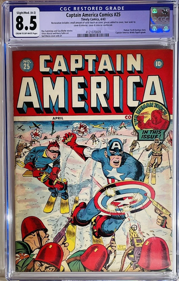 ⭐️Captain America Comics #25, 1943 CGC 8.5 (3rd Highest Grade)🔥Beautiful ! - Image 1 of 4