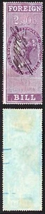 Foreign Bill BF11 2/- Lilac Wmk VR Surfaced Blued Paper - Picture 1 of 1