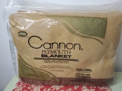 Vintage CANNON Plymouth Blanket Thermal Twin/Full 72X90 Bedding Satin Trim   - Image 1 of 4