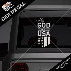 CALCOMANÍA DE COCHE PEGATINA MANTENER A DIOS EN EE. UU. regalo patriótico americano cristiano religioso - Imagen 1 de 2