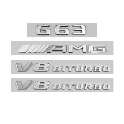 Emblema insignia cromada G63 AMG V8 BITURBO 4 piezas para Mercedes Benz W463 W464 G63 Foto 1 de 4