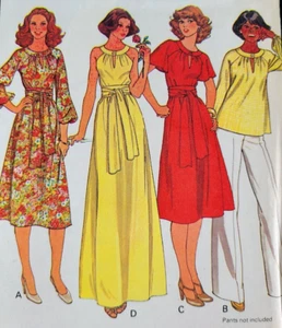 Vtg 1970s McCall 6012 Sew Pattern Maxi Dress Tunic Top Flutter Sleeve Sleeveless - Picture 1 of 4