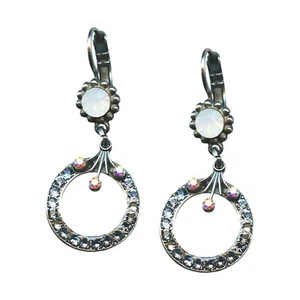 Earrings By Mariana Woman Elegant White Opal and AB Swarovski Crystals - Picture 1 of 8