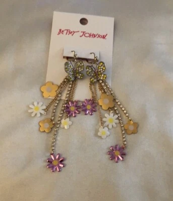 Pendientes colgantes Betsey Johnson Ohh A Daisy Butterfly Chandelabre flecos margarita nuevos con etiquetas Foto 1 de 4