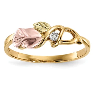 Avariah 10k Tri-Color Black Hills Gold Diamond Ring - Ring Size 7.0 - Picture 1 of 7