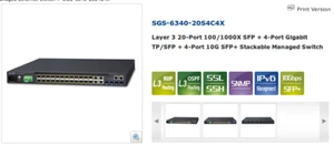 Planet Networking SWITCH Managed PoE SFP mod.SGS-6340-20S4C4X - Imagen 1 de 12