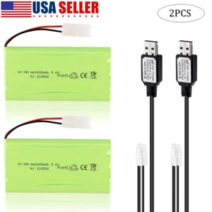 2PCS 2400mAh 9.6V AA NiMH RC Battery Pack KET 2P Connector for RC Car Truck Boat - Picture 1 of 8