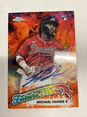 2023 Topps Chrome Update Michael Harris II Future Stars Orange Auto #d/25 - Image 1 of 2