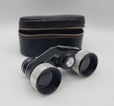Binoculars 2.5X Binolux J-B142 Coated Compact Opera Leather Case Japan J-E10 - Image 1 of 4