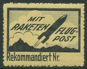 1932 AUSTRIA Schmiedl rocket mail stamp, black-on-yellow - EZ 13A1 - Picture 1 of 2