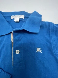 Burberry Polo Tshirt Long Sleeve 4y  Blue Cerulean Color  104cm - Picture 1 of 4