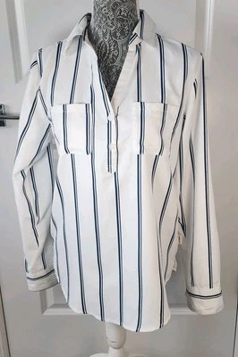 Blusa Magellan Mujer Exterior Pequeña Manga Larga Enrollable Tiras Azul Blanco Pez Foto 1 de 4