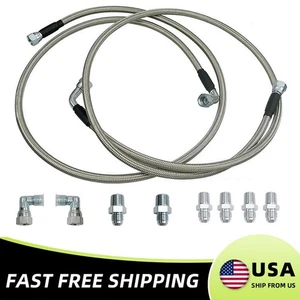 Fit for TH350 700R4 TH400 52" SS Braided Transmission Cooler Hose Lines Fittings - Picture 1 of 14