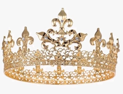 Ornamento retrô masculino de metal redondo coroa rei adereços de cosplay real diâmetro 7,5 - Imagem 1 de 4