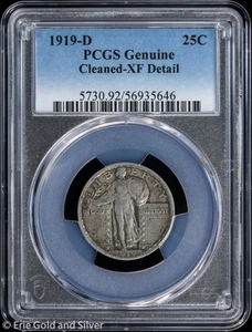 1919-D 25C Standing Liberty Quarter PCGS Genuine XF Detail - Picture 1 of 4