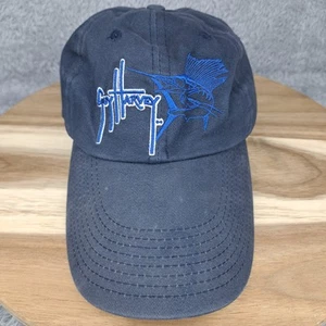 VINTAGE Guy Harvey Hat Cap Strap Back Blue Long Bill Brim Fisherman Marlin Mens - Picture 1 of 10