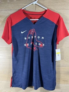 Nike Boston Red Sox Shirt Damen Small Dri-Fit sportlich geschnittenes T-Shirt V-Ausschnitt neu mit Etikett - Bild 1 von 7