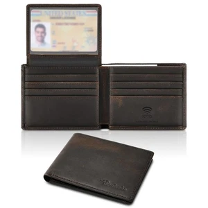 Billetera Hombre Carteras De Cuero Hombres Minimalista Delgadas Bloque Rfid Para-US - Imagen 1 de 9