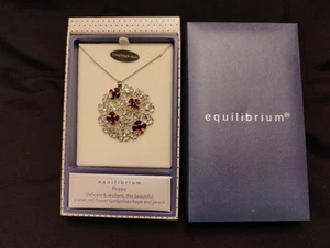 NEW Boxed Equillibrium Silver Plated Poppy Pendant Necklace Jewellery Ideal Gift - Picture 1 of 5