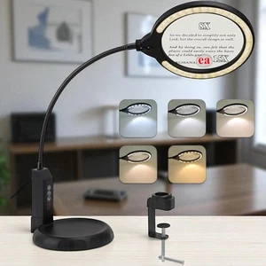 Magnifying Glass Lamp 15X & 8X LED Magnifying Light Stand Clamp Desk Mount Home - Picture 1 of 6