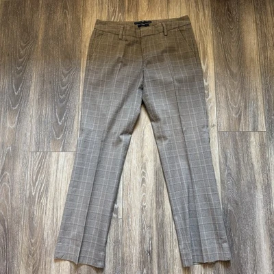 Pantalones de vestir rectos para mujer Gap marrón a cuadros Y2K pierna recta talla 4 tobillo Foto 1 de 4