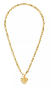 💖 Roxanne Assoulin Mini Puffy Heart Pendant Necklace, 18.5" Gold Plate - Picture 1 of 3