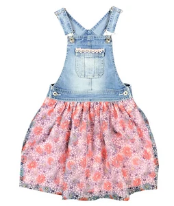 Jordache Girls Front Pocket Blue Jean Denim Overalls Small Size Dress - Picture 1 of 5