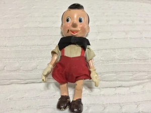 Walt Disney Production Vintage Jointed Celluloid Face Pinocchio Wooden Doll - Picture 1 of 22